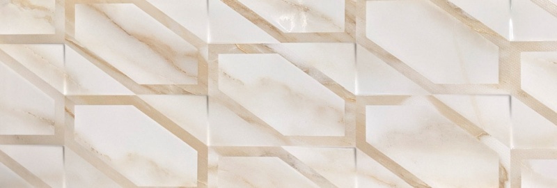 Calacatta Hex Gloss White Ceramic Tile - Polished - 12.45 " X 35.46"