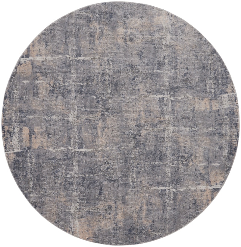 Rustic Textures Rus06 Grey / Beige Round Area Rug