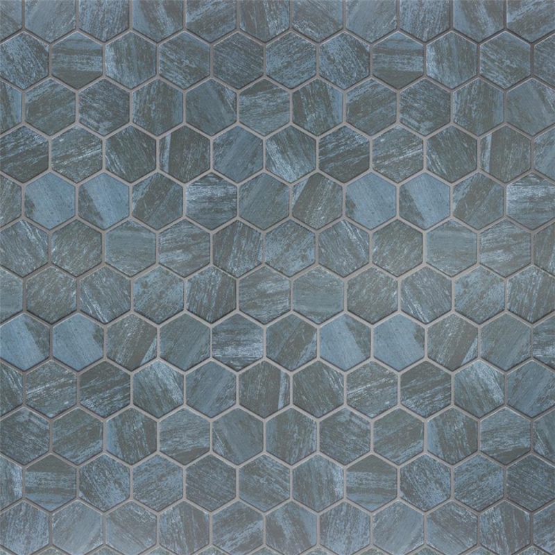 Cassis Black Porcelain Mosaic - 2" X 2" Hexagon - Satin