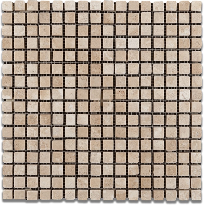 Durango Cross Cut Travertine Mosaic - 5/8" X 5/8" - Tumbled