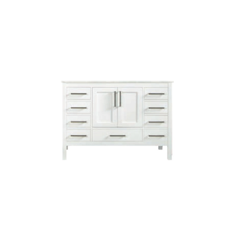 Ashley White Wood Freestanding Bathroom Vanity With Black Cabinet Pull - 48"