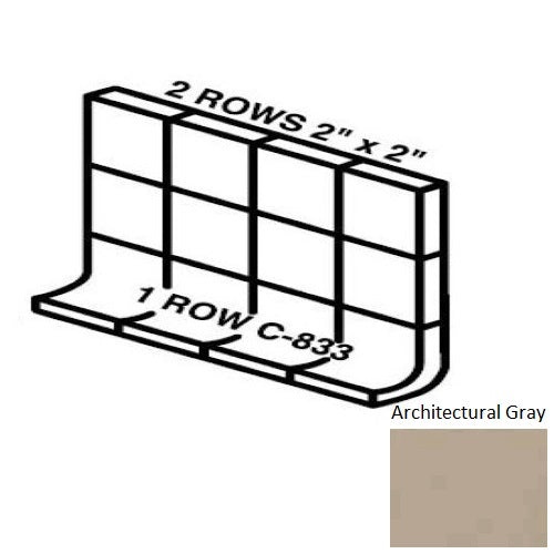 Keystones Unglazed Mosaic Architectural Gray Porcelain Wall Trim - 5" X 12" Built Up Base (Mb5a) - Matte