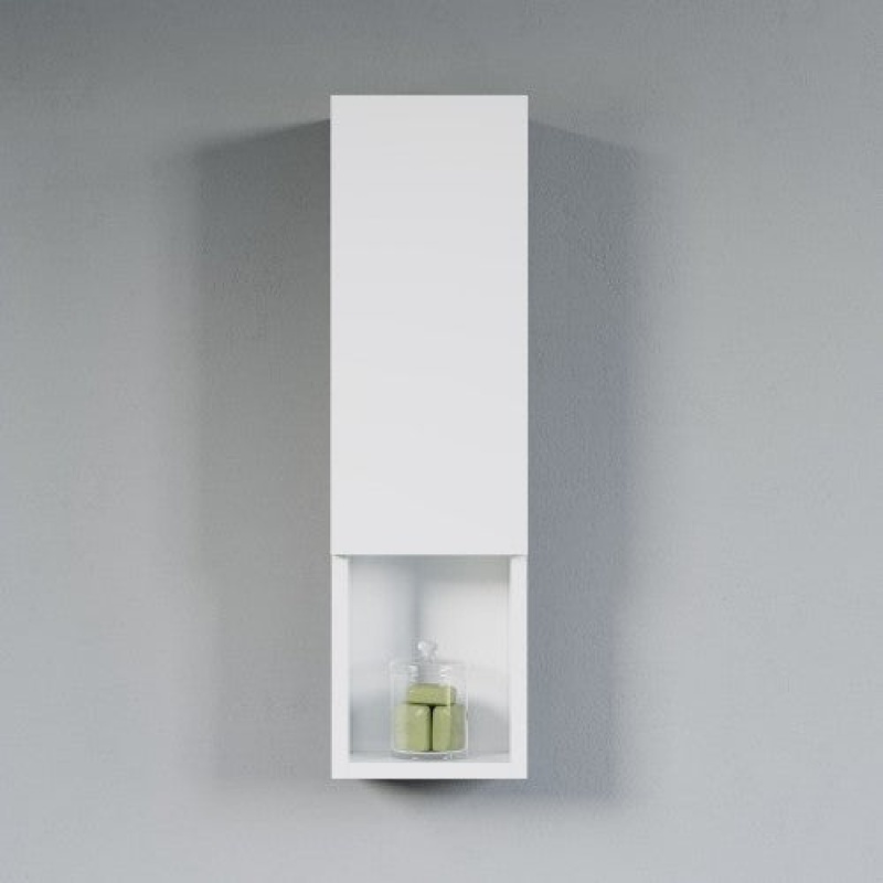 White Wood Wall Mounted Bathroom Cabinet - 9" X 6" X 31 1/2" - White