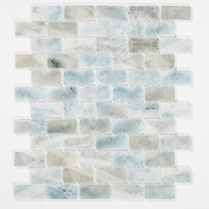 Maris Salt Mist Glass Mosaic - 1" X 2" Offset - Glossy