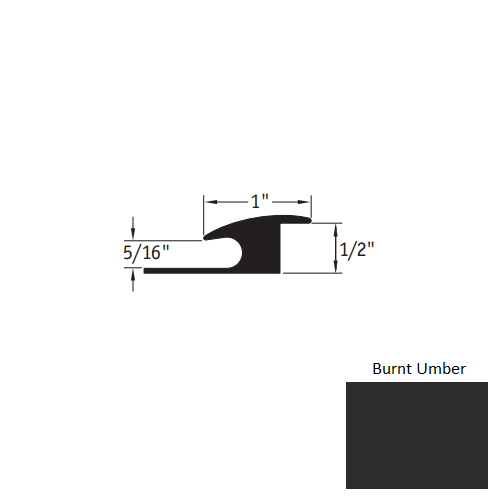 Johnsonite Burnt Umber Vinyl Moulding / Trim - 1" X 12 Ft (144") X 5/16" - 1/2" Adaptor - Adaptor