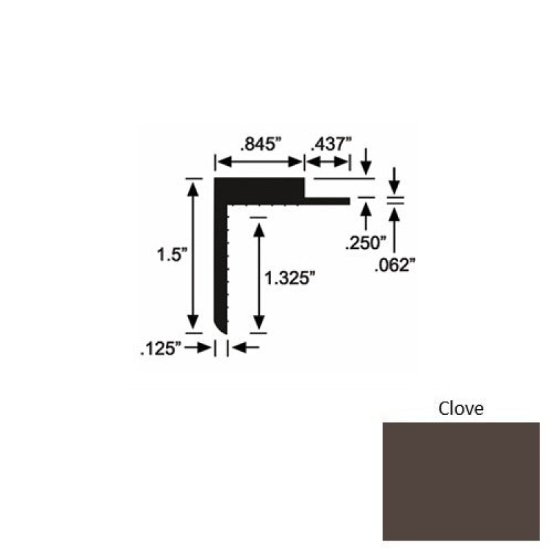 Solid 57 Clove Rubber Landing Trim 1 1/2" x 98"