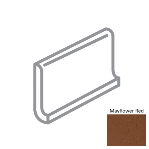 Metropolitan Mayflower Red Ceramic Wall Trim - 6" X 6" Round Top Cove Base - Honed