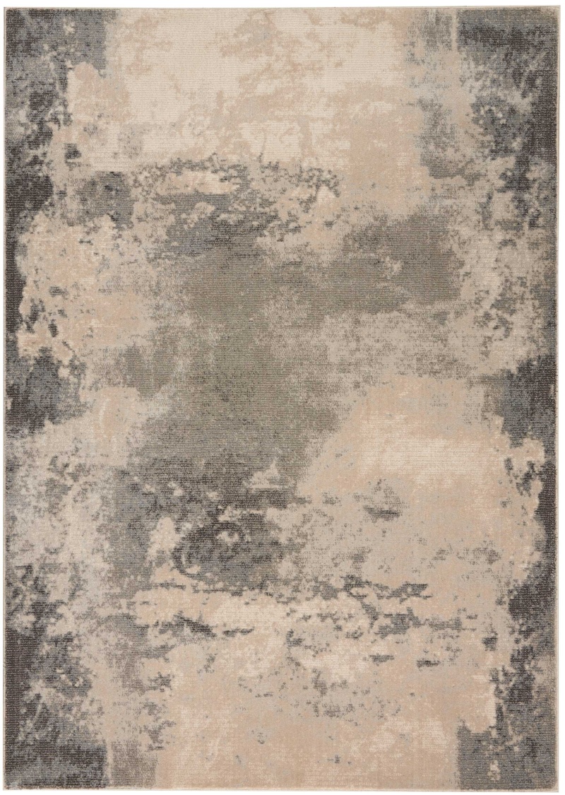 Ivory / Grey Modern Area Rug 4 ft x 6 ft