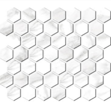 Perpetuo Brilliant White Ceramic Mosaic - 1 1/2" Hexagon - Matte