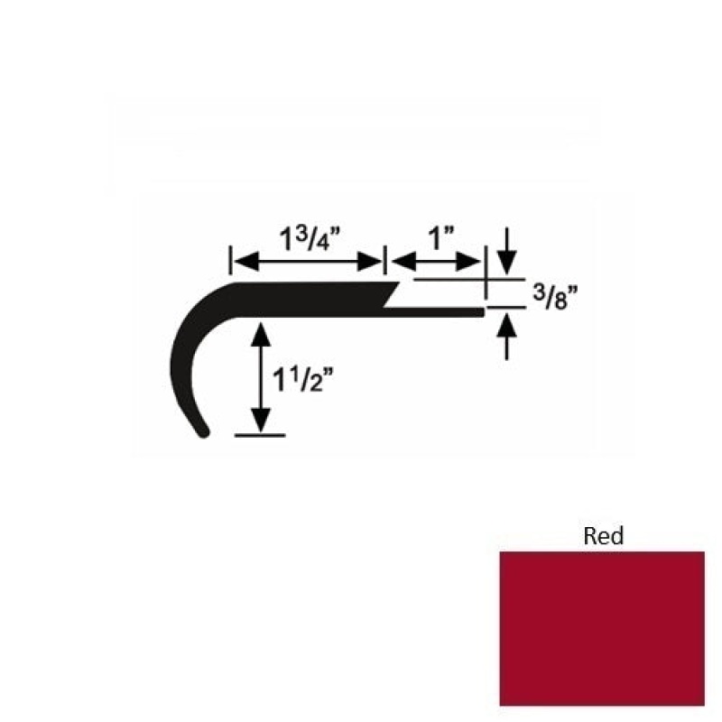 Solid 12 Red Rubber Single Flange Carpet Stair Nosing