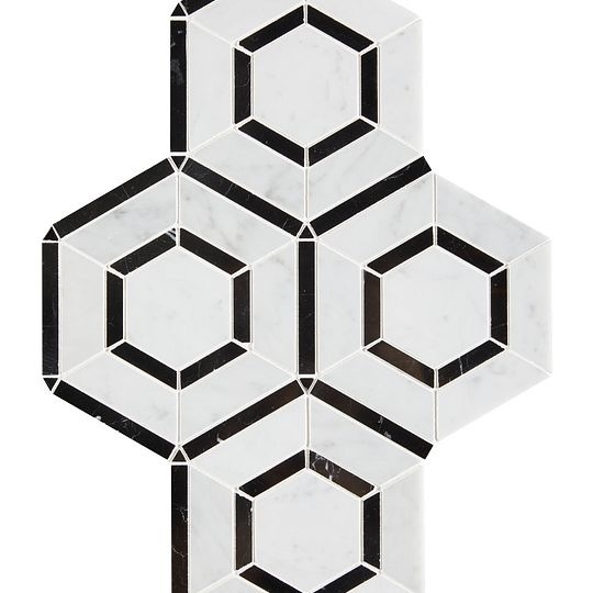 Hex Nero Pattern Marble Mosaic - Hexagon - Polished