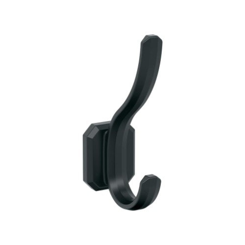 Granlyn Zinc Double Prong Decorative Hook - Matte Black - 5 5/16" (135 Mm) Length