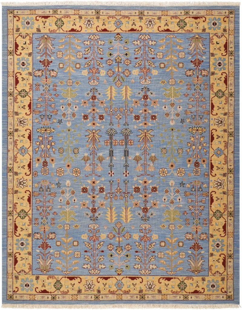 Nourmak Blue Sk92 Wool Area Rug - 6 Ft X 9 Ft - Blue