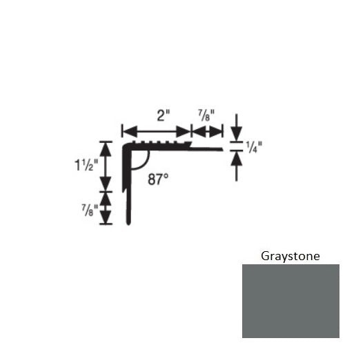 Flextones Graystone Vinyl 202 Double Butt Carpet Stair Nosing - 2" X 12 Ft - Thermoplastic