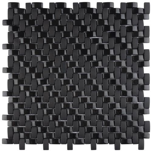 Expressions Black Glass Mosaic - Basket Weave - Mixed