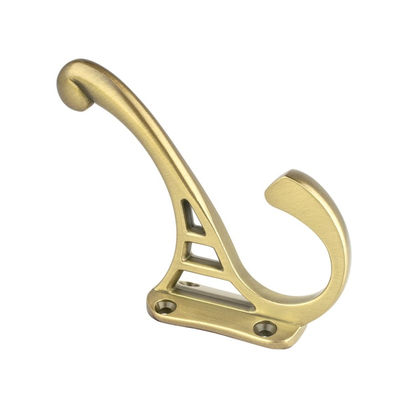 Prelude Zinc Double Prong Coat Hook - Modern Brushed Gold - 4" Length