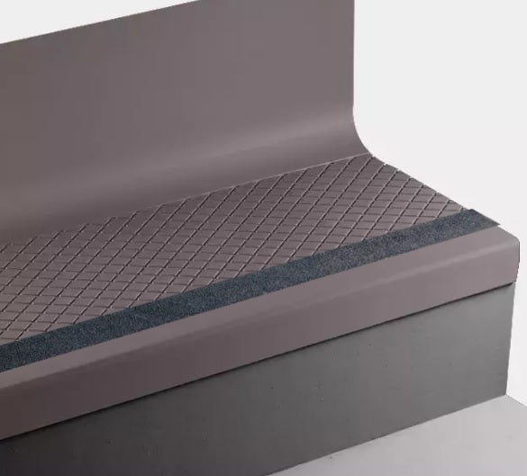 Burgundy Diamond Rubber Stair Tread with Riser