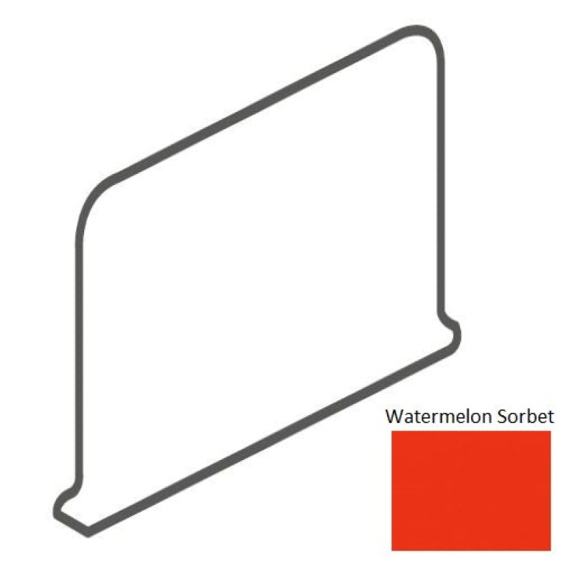 Bright & Matte Watermelon Sorbet Ceramic Wall Trim - 4 1/4" X 6" Thin Lip Cove Base Outcorner - Glossy