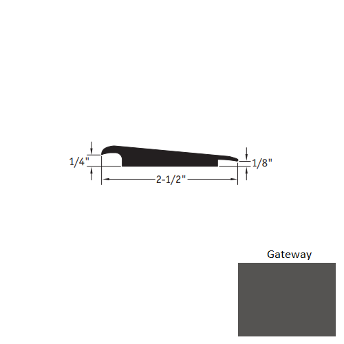 Johnsonite Gateway Vinyl Moulding / Trim - 2 1/2" X 12 Ft (144") X 1/4" - 1/8" Wheeled Traffic Transition - Wheeled Traffic Transition