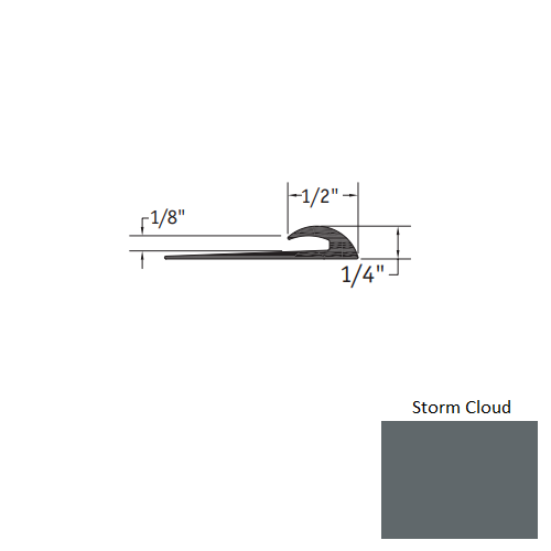 Johnsonite Storm Cloud Vinyl Moulding / Trim - 1/2" X 12 Ft (144") X 1/8" Slim Line Transition - Slim Line Transition