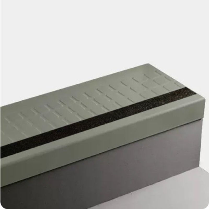 Raised Square Rubber Stair Tread with Black Grit Tape