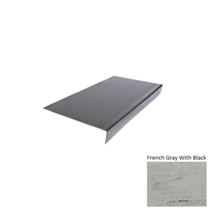 Evolving Styles Creative Elements French Gray With Black Type 900 Distinct Designs Rubber - 12 1/2" X 72" Stair Tread - Hammered