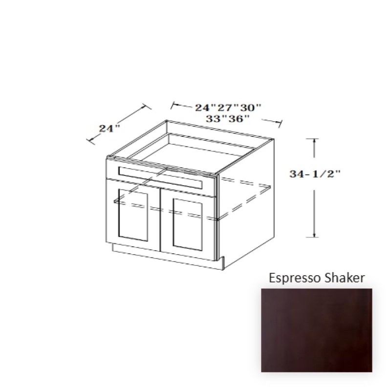 Espresso Shaker Wood Kitchen Base Cabinet