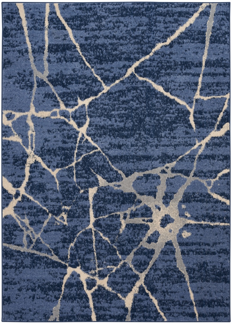 River Flow Blue Polypropylene Modern Area Rug