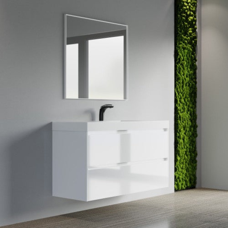 48" White Wall-Mounted Single Sink Bathroom Vanity