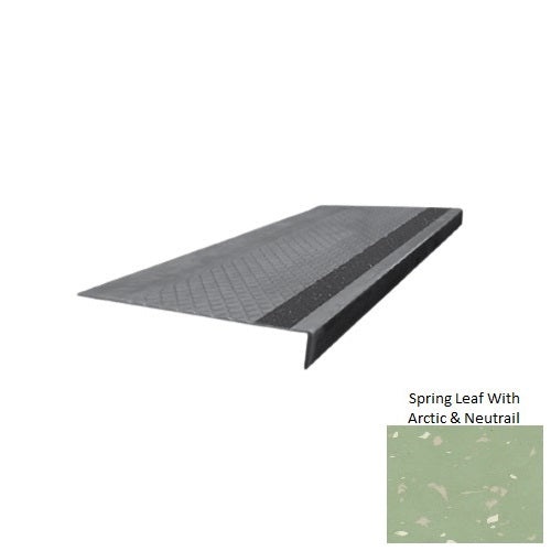 Spextones Spring Leaf With Arctic & Neutrail Type 675 With Flush Ribbed Insert Distinct Designs Rubber - 12" X 72" Stair Tread - Diamond Profile Design