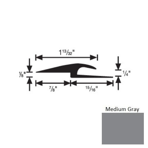 Flextones Medium Gray Vinyl 167 Tile And Carpet Joiner - 1/4" X 12 Ft - Thermoplastic