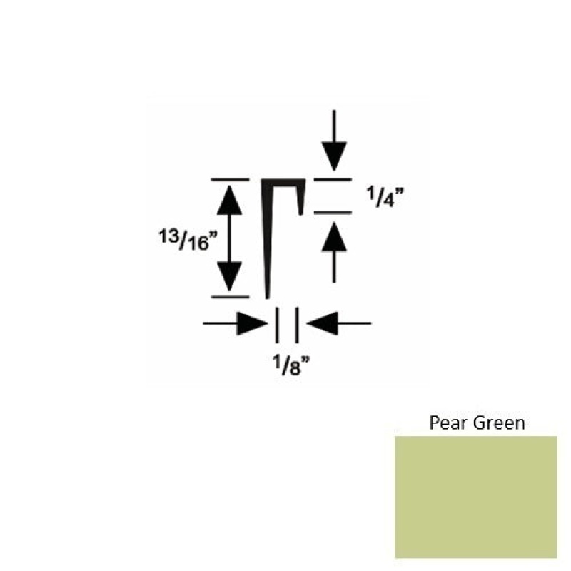 Solid 46 Pear Green Rubber Cove Cap Square - 1/8" X 9 Ft (108")