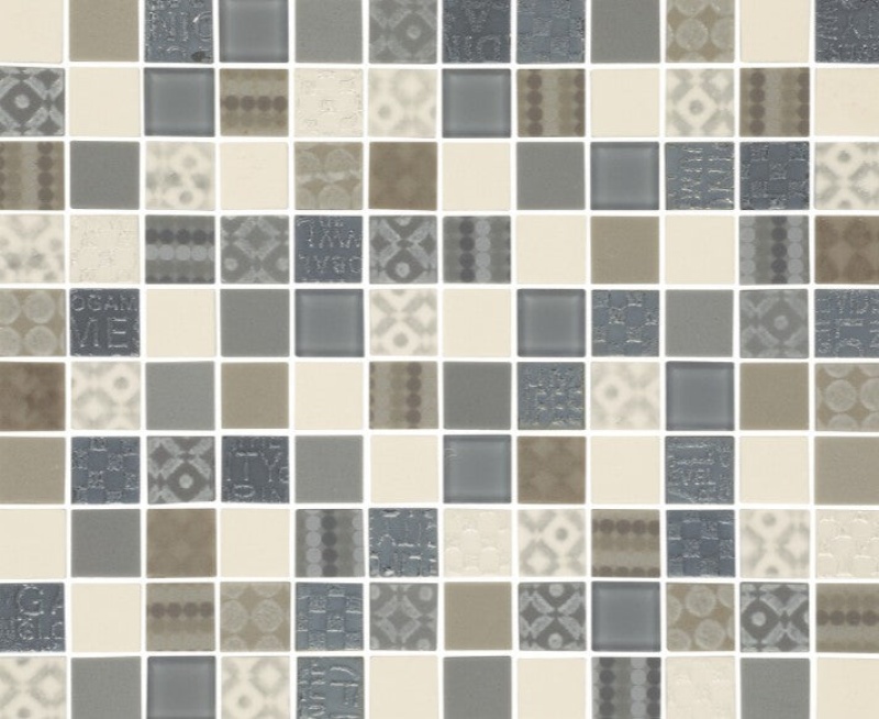 Clearance Sale! Uptown Glass Metro Taupe Mixed Mosaic - 1" X 1" - Glossy