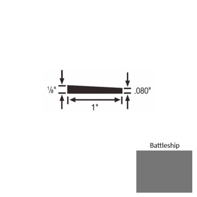 Solid 59 Battleship Rubber Reducer Strip - 1" X 9 Ft (108") X 1/8"