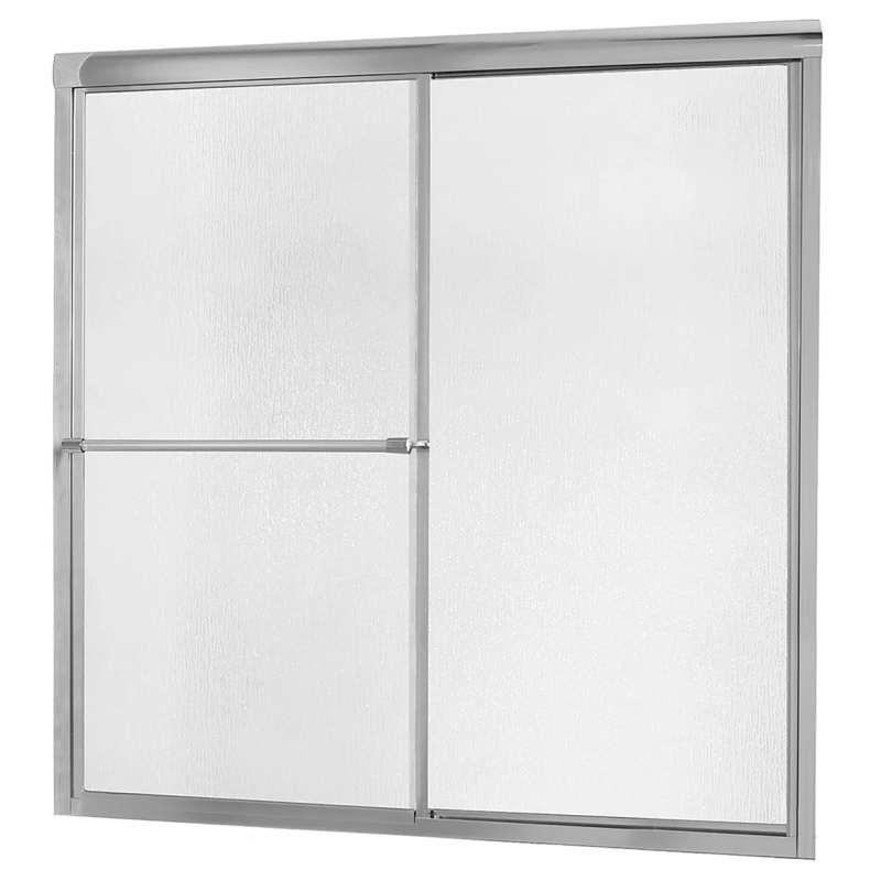 Tides Silver Sliding Framed Shower Door - 60" X 58" With Rain Glass - Silver