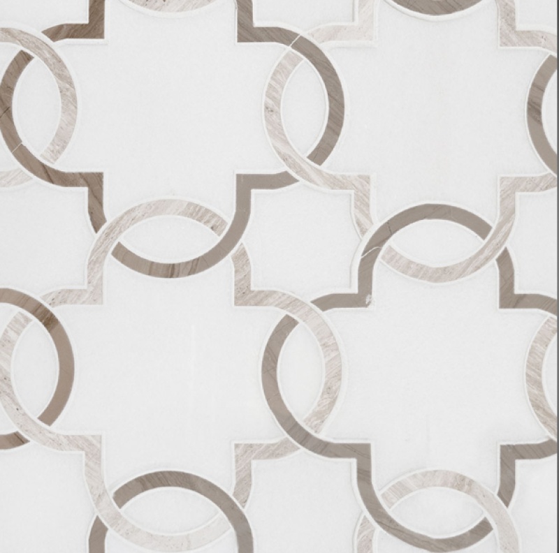 Bianco Quartrefoil Marble Mosaic - Deco - Polished