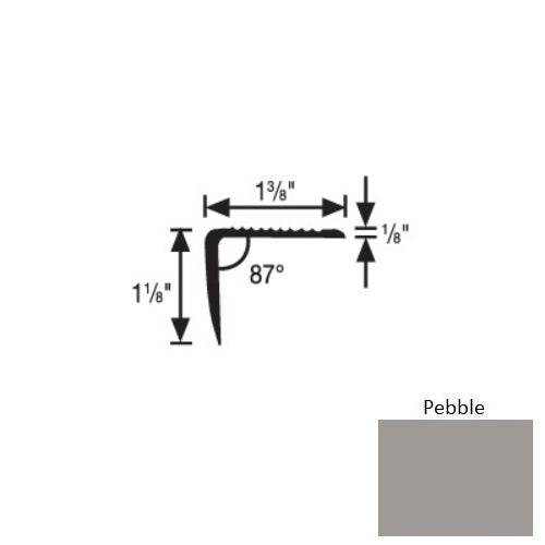 Flextones Pebble Vinyl 189 Top Set Stair Nosing - 1 3/8" X 12 Ft - Thermoplastic