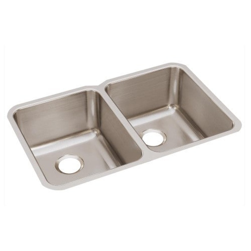 Eluh322010 Lustertone Classic Stainless Steel Undermount Double Bowl Kitchen Sink - 31 1/4" X 20" X 9 7/8" - Stainless Steel