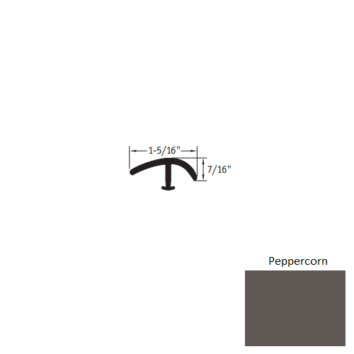 Johnsonite Peppercorn Vinyl Moulding / Trim - 1 5/16" X 12 Ft (144") X 1/2" - 3/8" Or 1/4" T Molding - T Molding