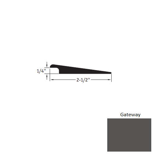 Johnsonite Gateway Vinyl Moulding / Trim - 2 1/2" X 12 Ft (144") X 1/4" Wheeled Traffic Transition - Wheeled Traffic Transition