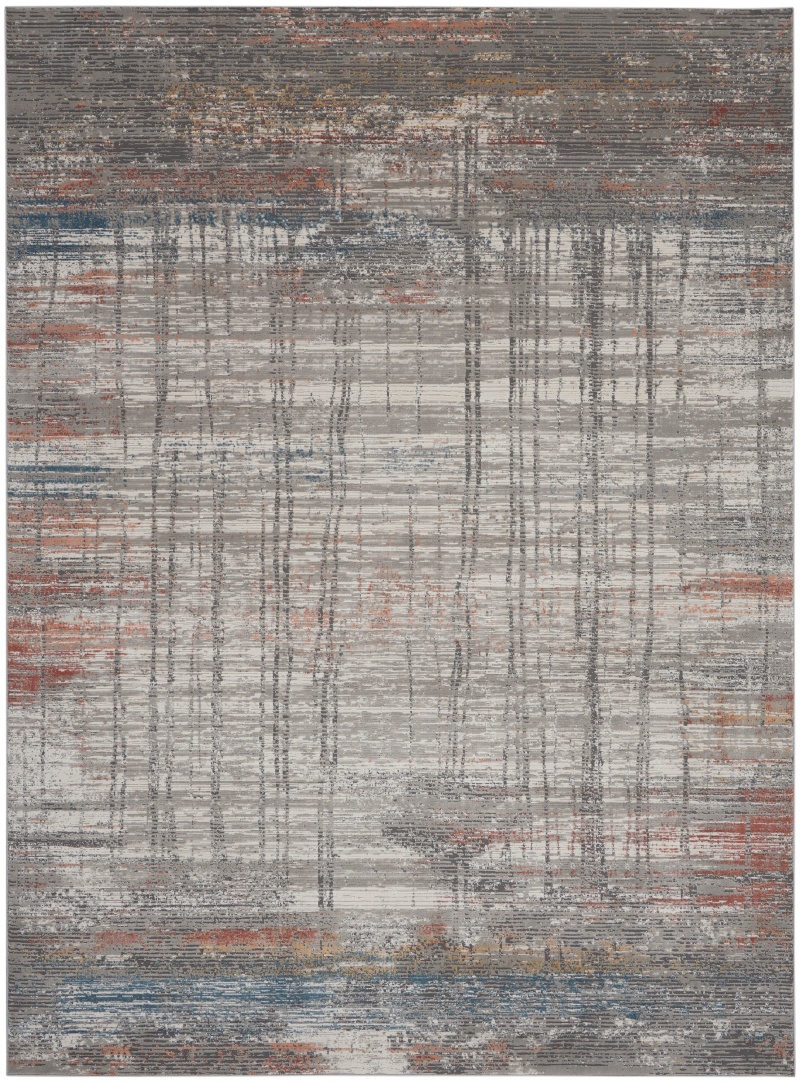 Rustic Textures Grey / Multi Synthetic Fibers Area Rug