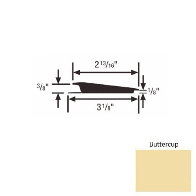 Solid 67 Butter Cup Rubber Rolling Traffic Transition - 3 1/8" X 9 Ft (108") X 3/8" - 1/8"