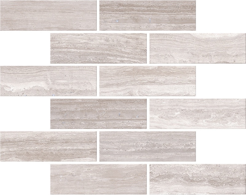 Zenit Light Taupe Porcelain Mosaic - 2" X 6" Brick - Honed