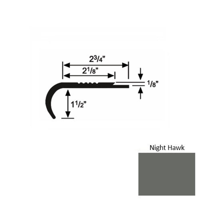 Solid 10 Night Hawk Rubber Underlap Stair Nosing