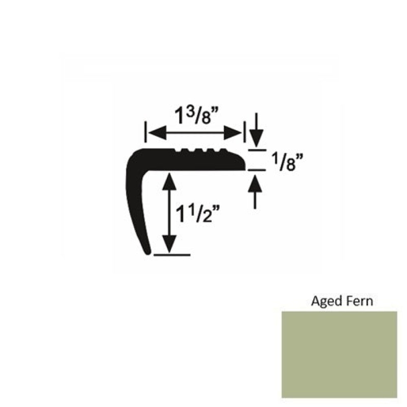 Solid 05 Aged Fern Rubber Domestic Stair Nosing (Sq) - 1 3/8" X 9 Ft (108")