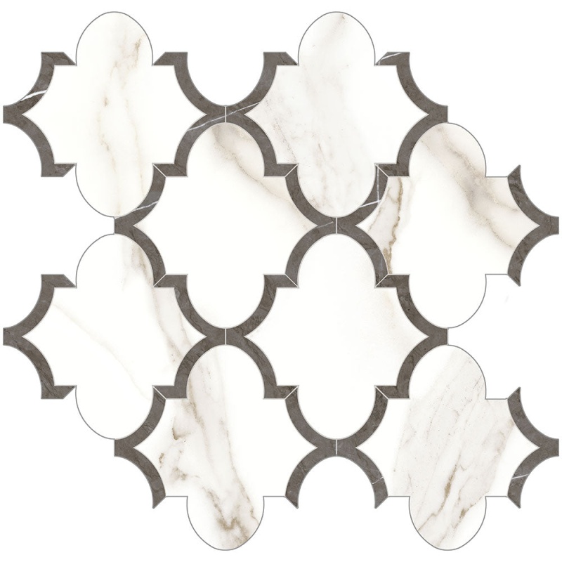 Mayfair Calacatta Oro Porcelain Mosaic - Arabesque - Polished
