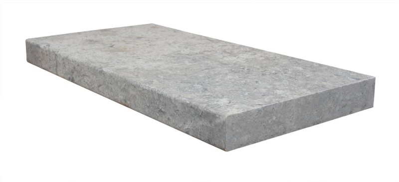 Titanium Cross Cut Travertine Modern Coping - Tumbled