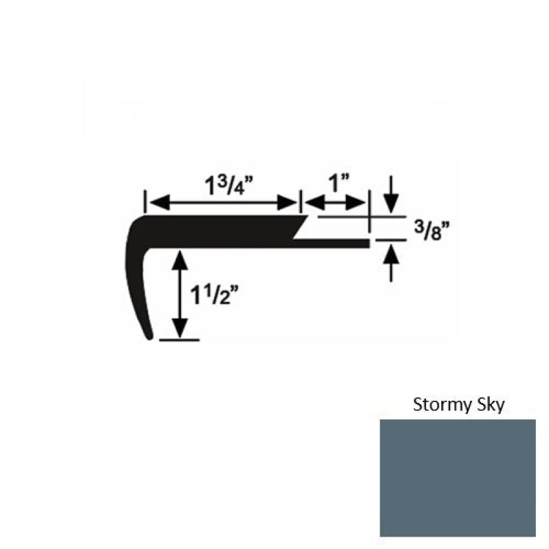 Solid 11 Stormy Sky Rubber Single Flange Carpet Stair Nosing (Sq) - 1 3/4" X 9 Ft (108")