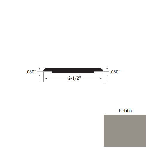 Johnsonite Pebble Vinyl Moulding / Trim - 2 1/2" X 12 Ft (144") X .080" - .080" Wheeled Traffic Transition - Wheeled Traffic Transition