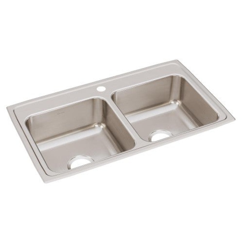 Lr33191 Lustertone Classic Stainless Steel Drop In Double Bowl Kitchen Sink - 33" X 19 1/2" X 7 5/8" With 1 Hole - Stainless Steel